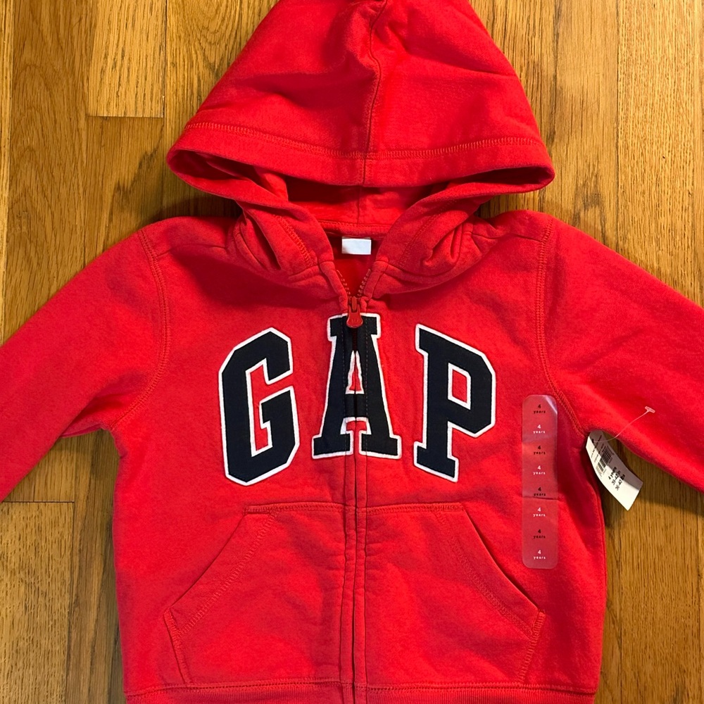GAP Kids Red Zip-Up Logo Hoodie